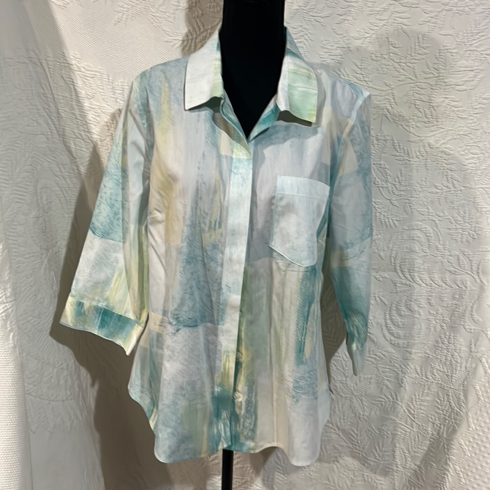 Chico’s‎ No iron cotton pocket shirt, size 2 (large), NWT